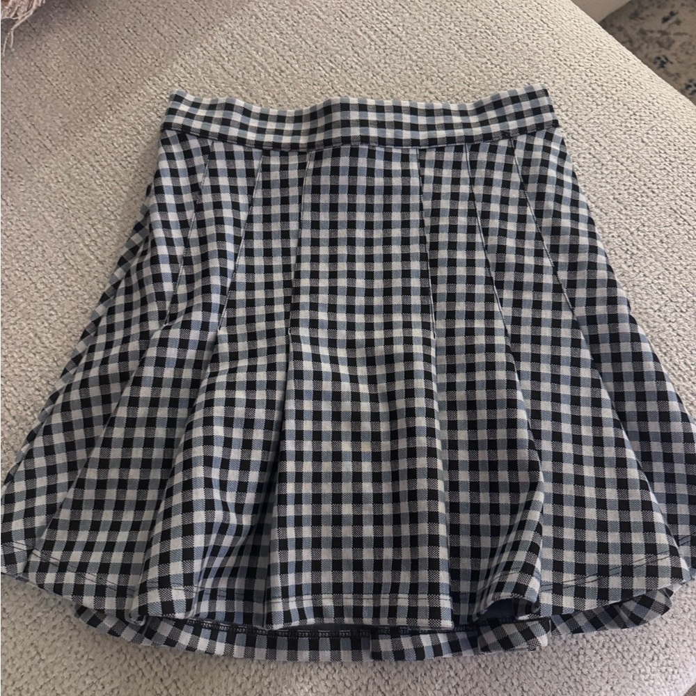Free People Black and White Gingham Skater Skirt